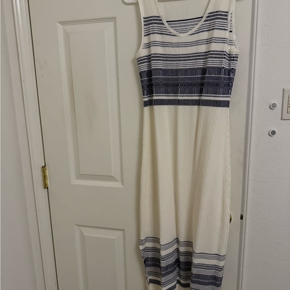 Theory White and Blue Striped Maxi Dress - Picture 1 of 6